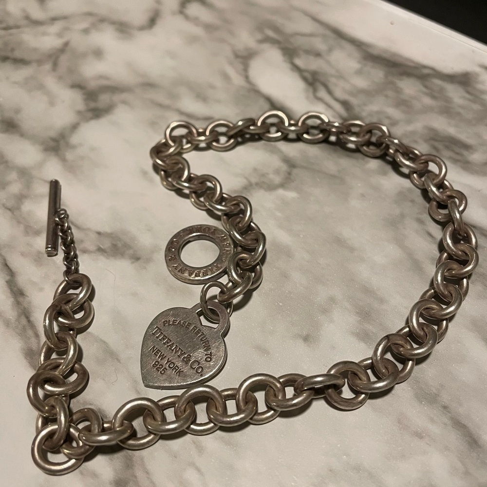 Tiffany & Co. Silver Chain Necklace with Heart Charm